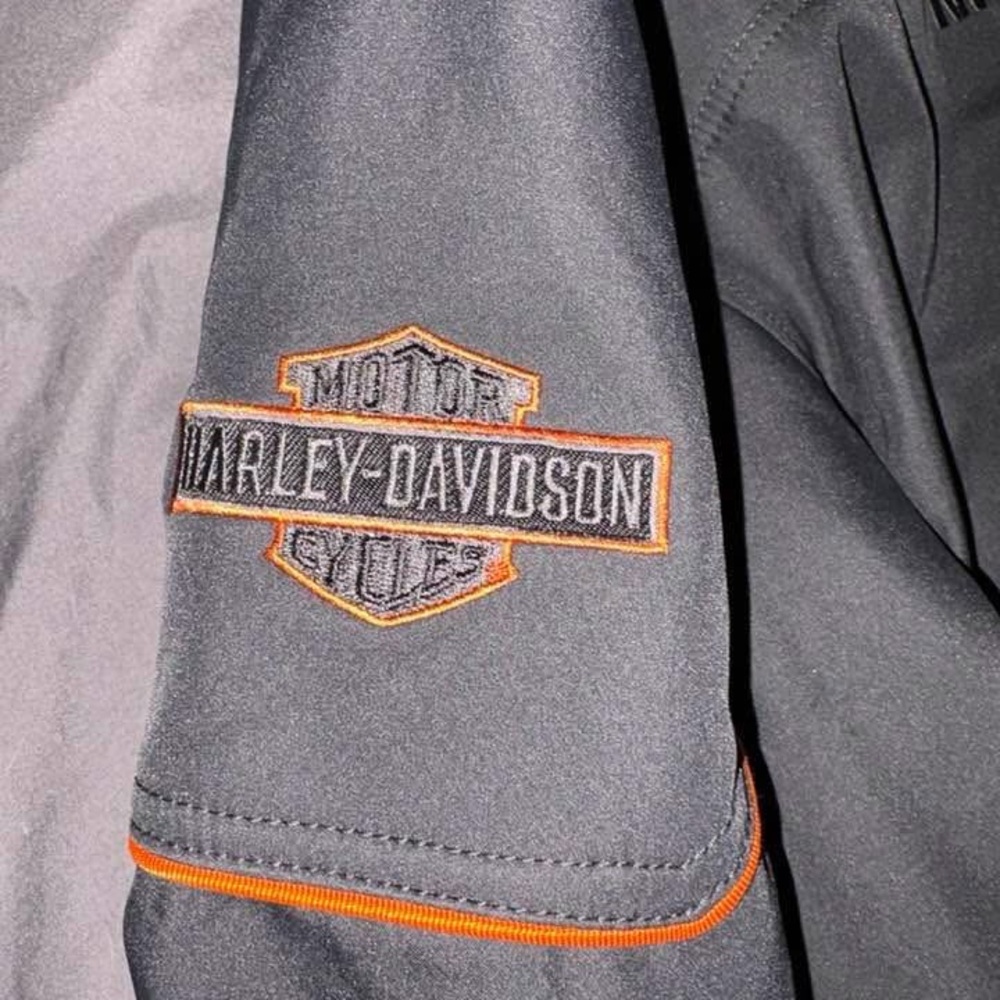 Harley-Davidson Men's Black and Orange Bomber Jacket